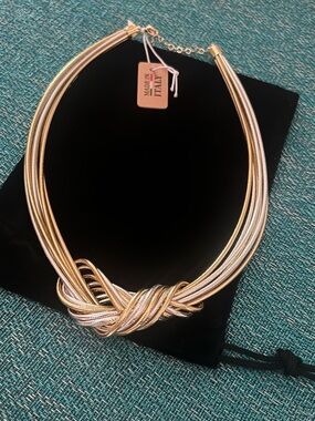 Two-Tone Gold & Silver Knotted Collar Necklace